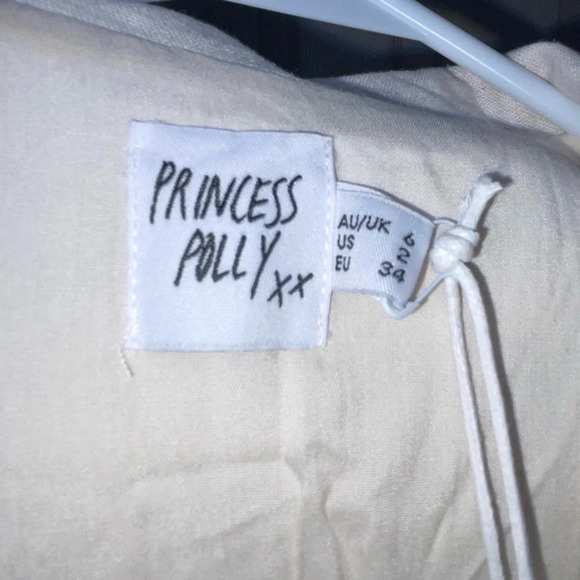 Princess Polly Turin Long Sleeve Belted Mini Dress Beige Size 2 Preppy Office - Picture 3 of 10
